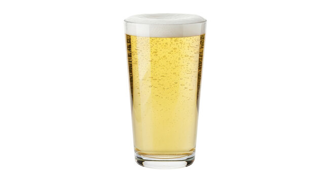 Isolated pint of craft beer with frothy head ready to drink, crisp taste, cold and refreshing