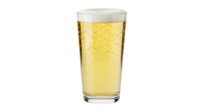 Isolated pint of craft beer with frothy head ready to drink, crisp taste, cold and refreshing