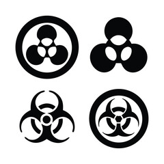 Radiation sign, biohazard sign and toxic sign set vector . 
