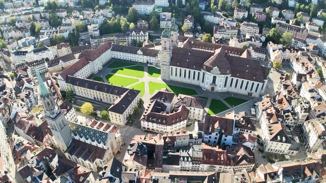 St. Gallen, Switzerland, flight over the old town