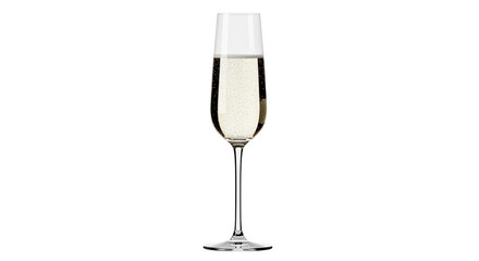 Isolated flute glass of sparkling wine ready to drink, perfect for celebrations and toasts