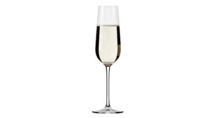 Isolated flute glass of sparkling wine ready to drink, perfect for celebrations and toasts