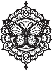 Butterfly Mandala Vector &ndash; Ornamental Tribal Tattoo Style Decorative Design