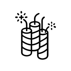 Line icon firecrackers vector on a white background Vector icon on a white background