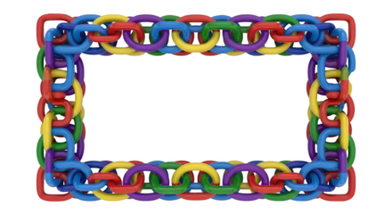 Colorful Linked Chains, Creative Design, Isolated Background, Digital Art
