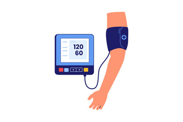 Illustration of Blood Pressure Measurement. Medical  a Device Used to Check a Person's Vital Signs