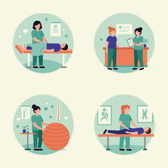 Vector illustration various physiotherapy activities