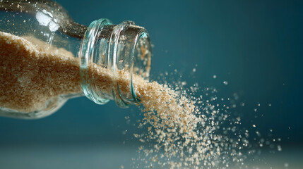 A bottle of salt is poured out of a bottle
