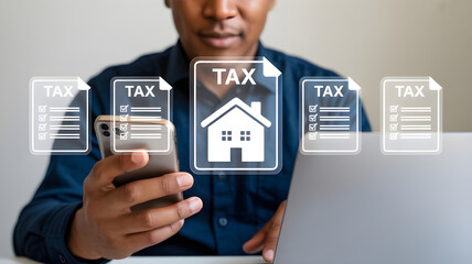 Digital Tax Management and Real Estate Finance Technology Concept
