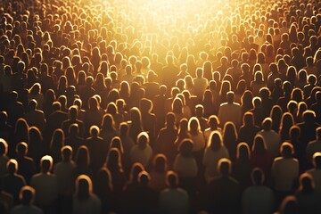 Obraz premium Sunlight illuminates rows of workers from various backgrounds, a poster depicting the strength and dedication of a global celebration
