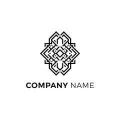 Geometric Abstract Logo Design with Intricate Line Work and Symmetry.