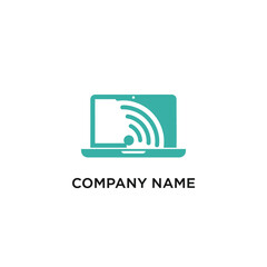 Laptop with WiFi Symbol - Modern Technology and Connectivity Logo Design.