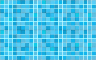 Blue Mosaic Tile Pattern Background. Gradient pixel mosaic with blue squares forming a modern abstract background. Ideal for digital art, technology themes, and creative design.