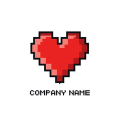 Pixelated Red Heart Graphic for Gaming or Health Company Logo Design.