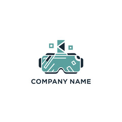 Fototapeta premium Virtual Reality Headset Logo Design with Pixelated Letter K.