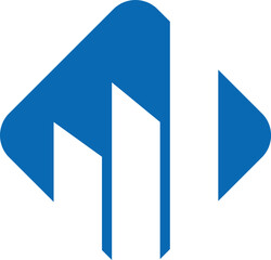 blue arrow icon on white on finance shape business vector logo