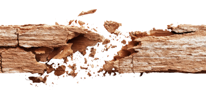 Decayed wood with extensive damage