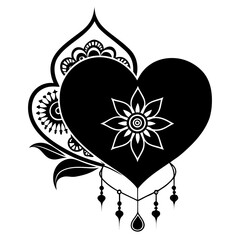 Heartstrings henna vector clean black silhouette