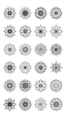 Collection of intricate, stylized sunflower designs