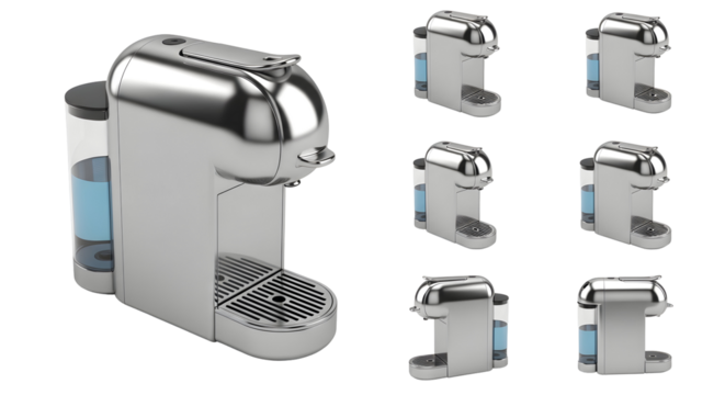 Stylish silver coffee maker appliance design
