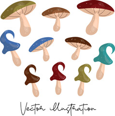 food, mushroom, vector, seamless, set, illustration, pattern, icon, summer, collection, cartoon, beach, design, brown, bread, nature, texture, autumn, vegetables