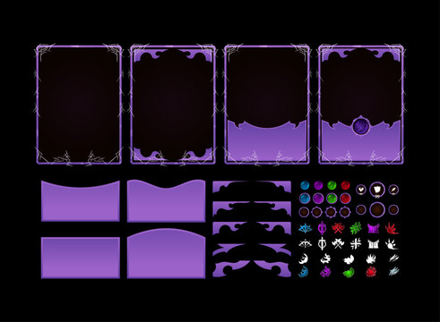Set of Fantasy Horror Halloween Trading Card Game Templates — Scary TCG Collection with Decorative Frames and Symbol Icons