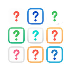 Colorful Puzzle Question Mark Icons Set for Brain Teasers and Games