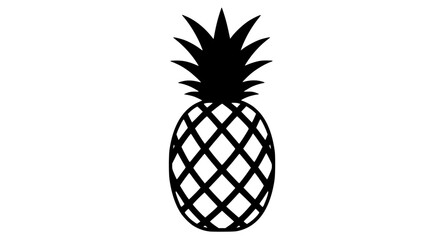 Whole pineapple fruit black white icon