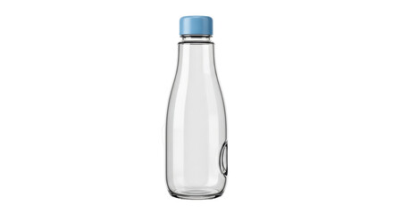 Isolated beverage container with a blue cap, glass bottle design for modern hydration needs