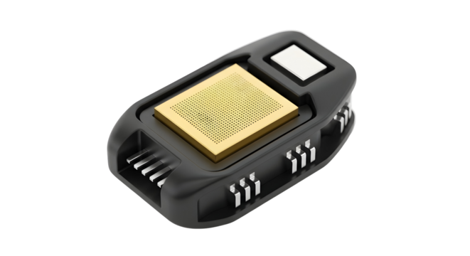 Modern gold CPU chip for computers and electronics