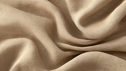 Beige fabric draped in soft folds.  Close-up texture