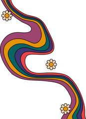 Retro Hippie Rainbow with Flower
