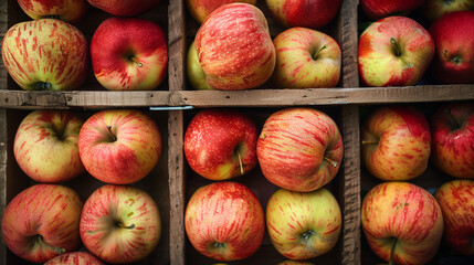 Apples in an eco-friendly grid. Autumn composition. natural farm product.
