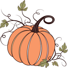 Autumn pumpkin Vector File,  Fall harvest Design File, Flat pumpkin design