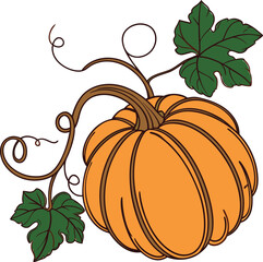Autumn pumpkin Vector File,  Fall harvest Design File, Flat pumpkin design