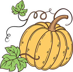 Autumn pumpkin Vector File,  Fall harvest Design File, Flat pumpkin design