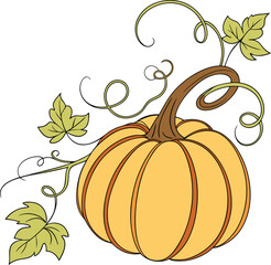 Autumn pumpkin Vector File,  Fall harvest Design File, Flat pumpkin design