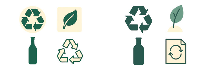 Green eco-friendly recycling and sustainability symbols for environmental protection and conservation