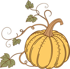 Autumn pumpkin Vector File,  Fall harvest Design File, Flat pumpkin design