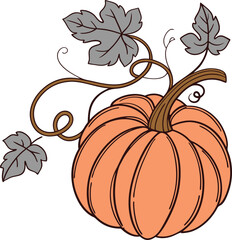 Autumn pumpkin Vector File,  Fall harvest Design File, Flat pumpkin design