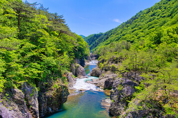 栃木県日光市　龍王峡を流れる鬼怒川