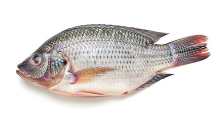Obraz premium Fresh raw fish (whole tilapia) isolated on white background.
