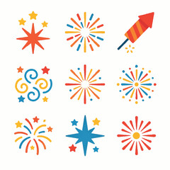 Colorful Firework Icons Collection for Celebration Festive Graphics