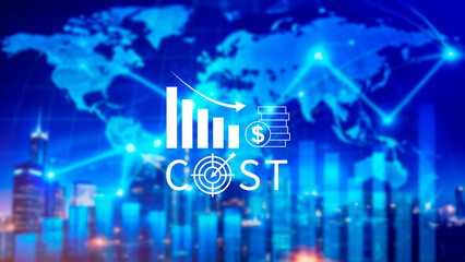 Cost reduction concept, Expenses and saving money, Business strategy and project management, with growth graph of quality control, cost reduction, efficient business and budget cutting.