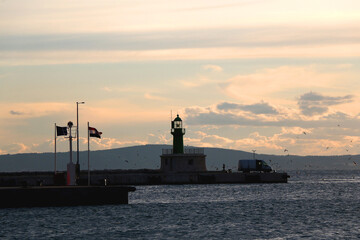 Fototapeta premium Beautiful sunset over the sea in Split, Croatia.