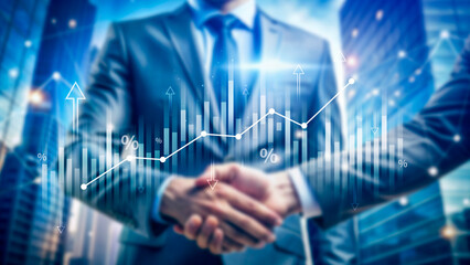 Stock market business and exchange financial growth graph. Business chart data graph diagram, business trading graph investment growth, global trend arrow up and down.