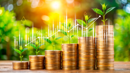 Stock market business and exchange financial growth graph. Business chart data graph diagram, business trading graph investment growth, global trend arrow up and down.