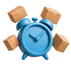 Alarm Clock with Packages on Black Background