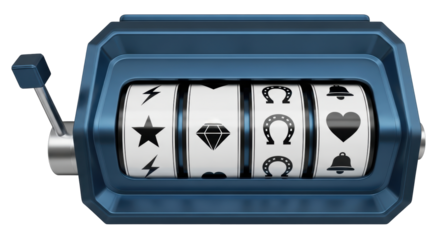 Isolated retro slot machine reels with star diamond horseshoe heart symbols vector art