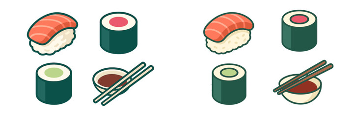 Delicious assortment of traditional Japanese sushi and maki rolls with soy sauce and chopsticks arranged for a culinary experience © icon_art